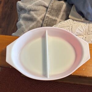 Vintage Pyrex Friendship Red and White Divided Serving Casserole Dish